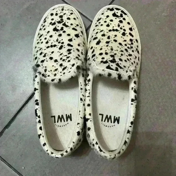 Madewell Sidewalk Slip-On Sneakers in Spatter-Painted Calf Hair Women’s Size 7 - Picture 2 of 9